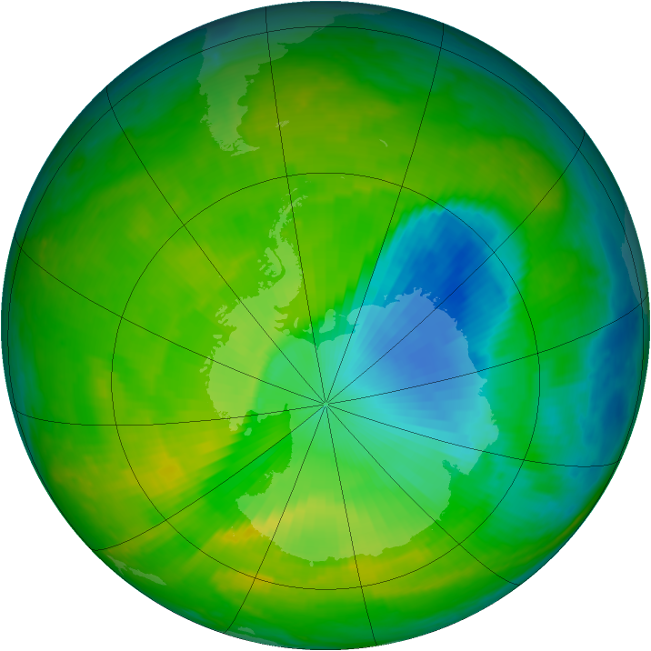 Antarctic ozone map for 19 November 2000